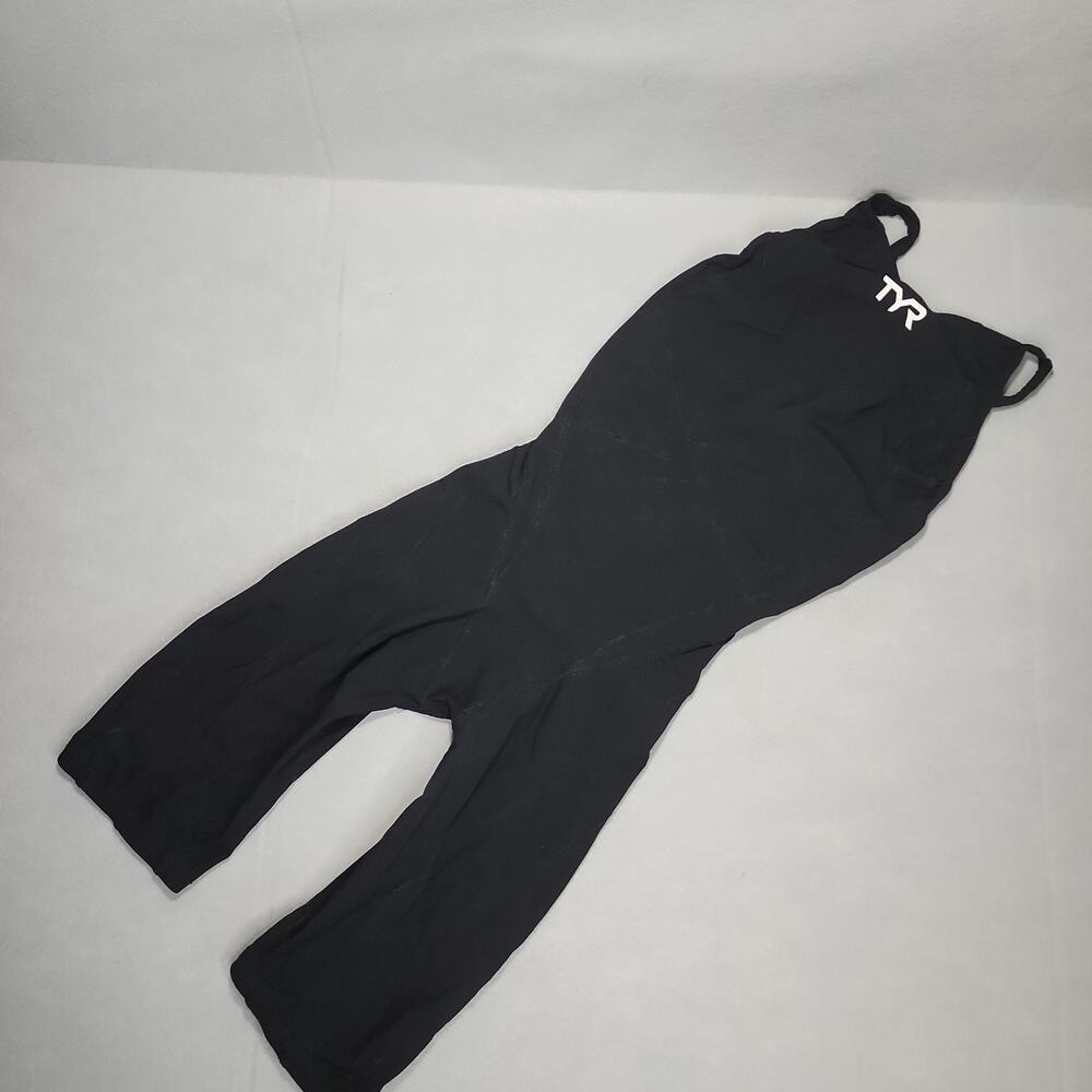 TYR Black Kneeskin Tech Competition Swimsuit Women's Size 26 Fina Open Racerback